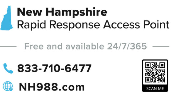 New Hampshire Rapid Response Access Point 833-710-6477 and nh988.com